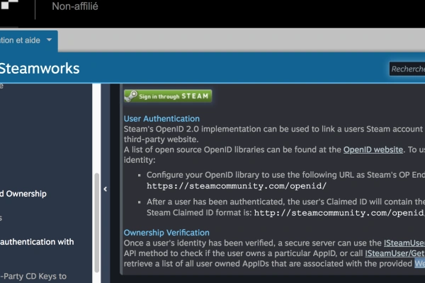Connexion avec son compte steam sans AppID - Web API