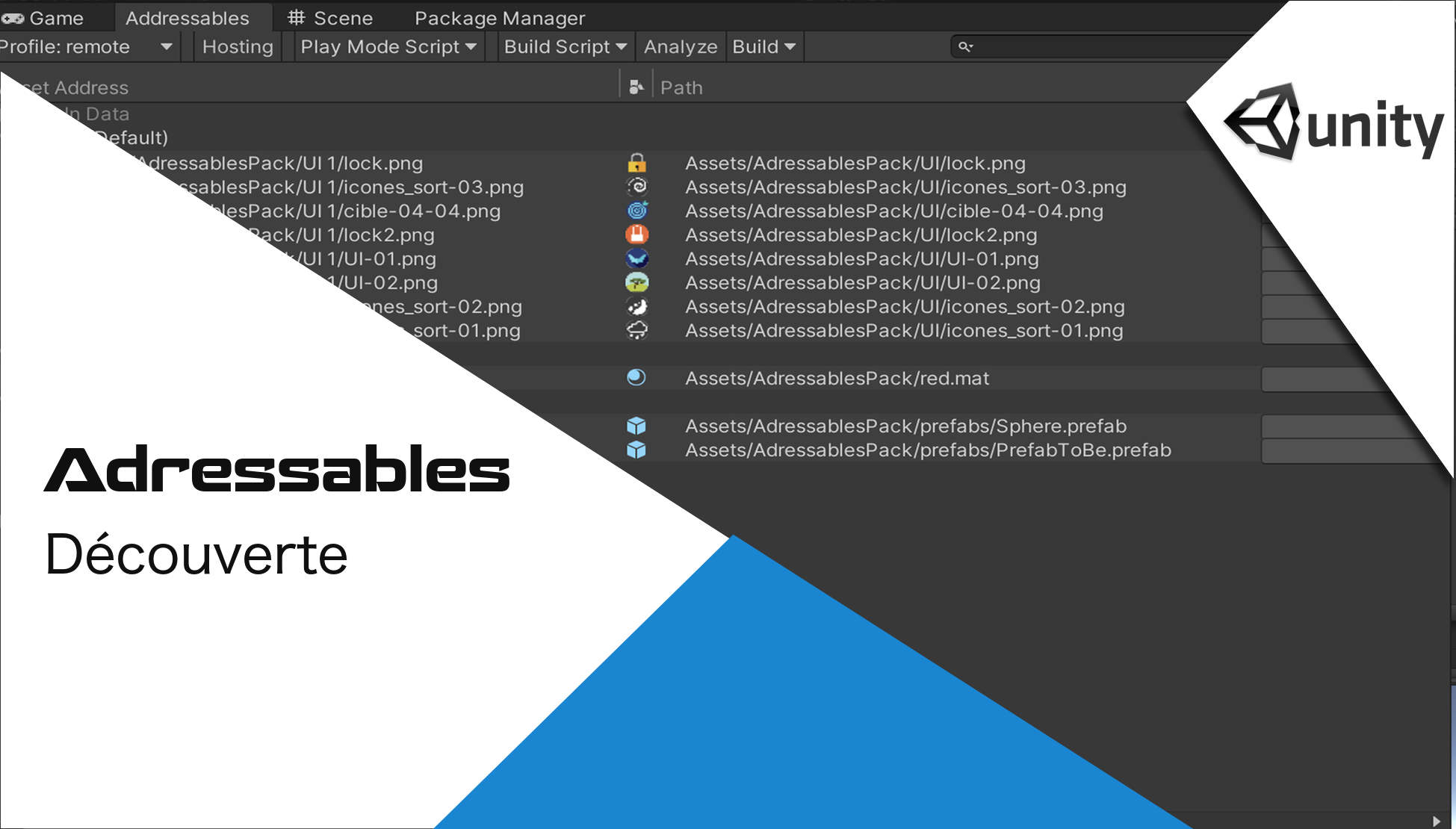 Découvrir Adressables de Unity