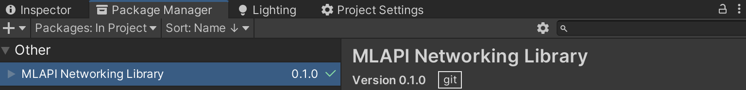 mlapi est installé dans le projet Unity